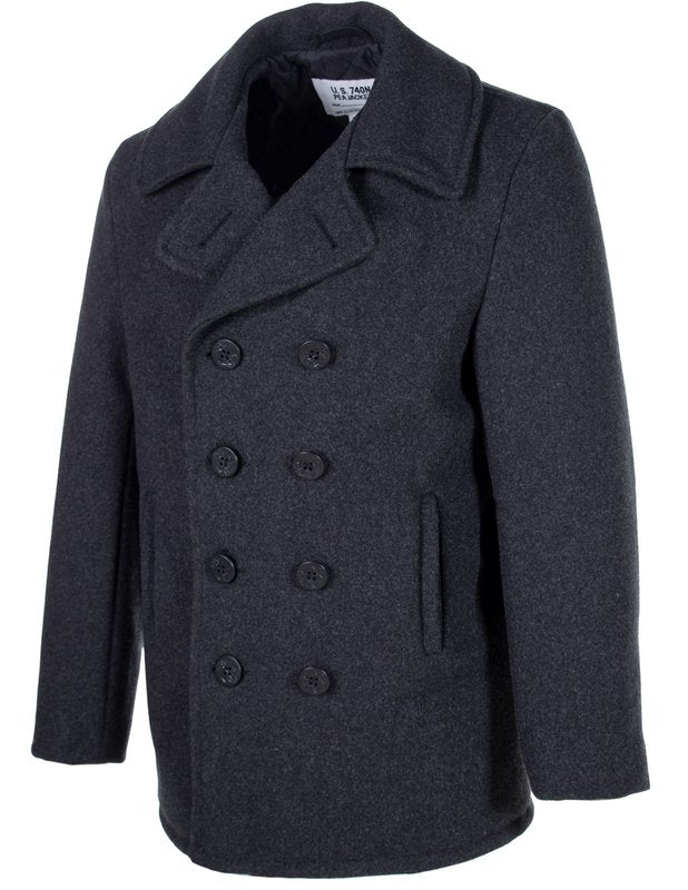 Schott NYC - Classic Melton Wool Dark Oxford Grey Pea Coat– The