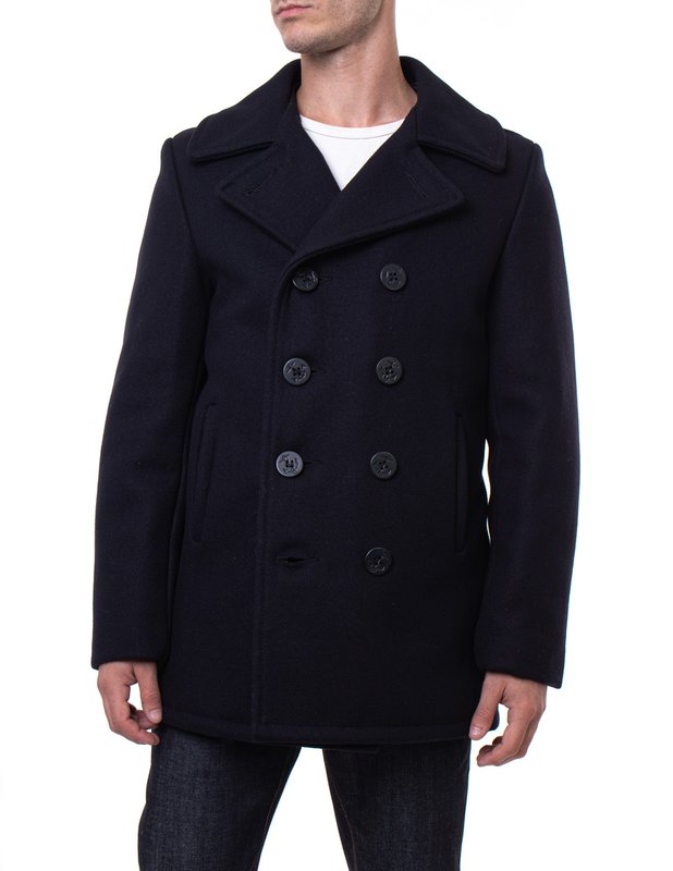 Schott NYC - Classic Melton Wool Navy Pea Coat– The Populess Company